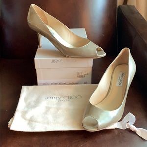 Jimmy Choo khaki patent 70mm pumps (size 40/10)